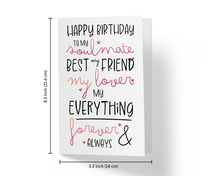 Happy Birthday to My Soulmate - Sweet Birthday Card - Kartoprint